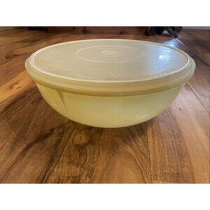 Vintage Tupperware Bowl 12 Inch Yellow  Fix-N-Mix w/ Clear Lid